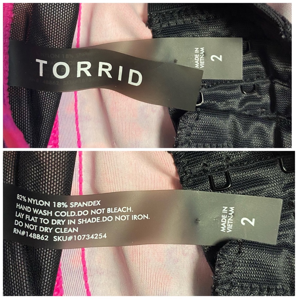 SOLD❌Torrid Purple Hot Pink Purple Tie Dye Peplum Bikini Swim Top - Picture 5 of 7